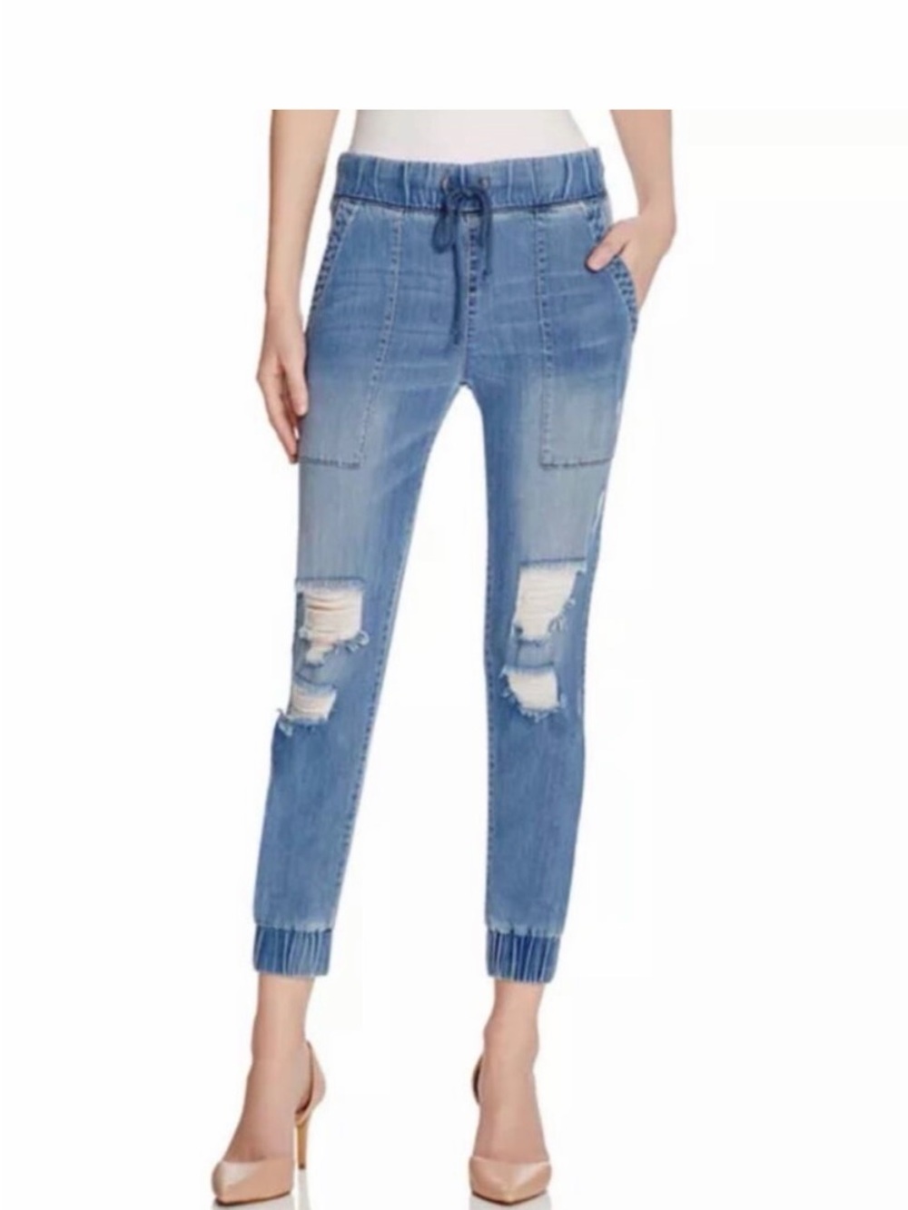 Bella Dahl Women’s Distressed Blue Denim Jogger